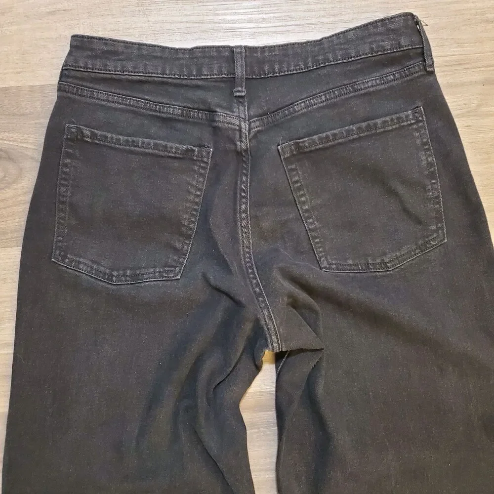 Old Navy Womens Black High Rise Wow Wide Leg Jeans Size 12 Cotton Blend Grunge